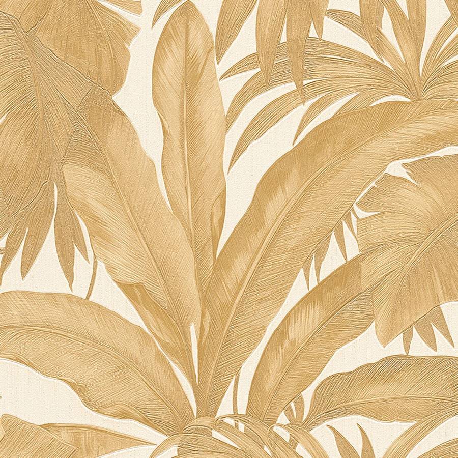 Download White And Gold Wallpaper - Versace Giungla Palm Leaves - Teahub.io