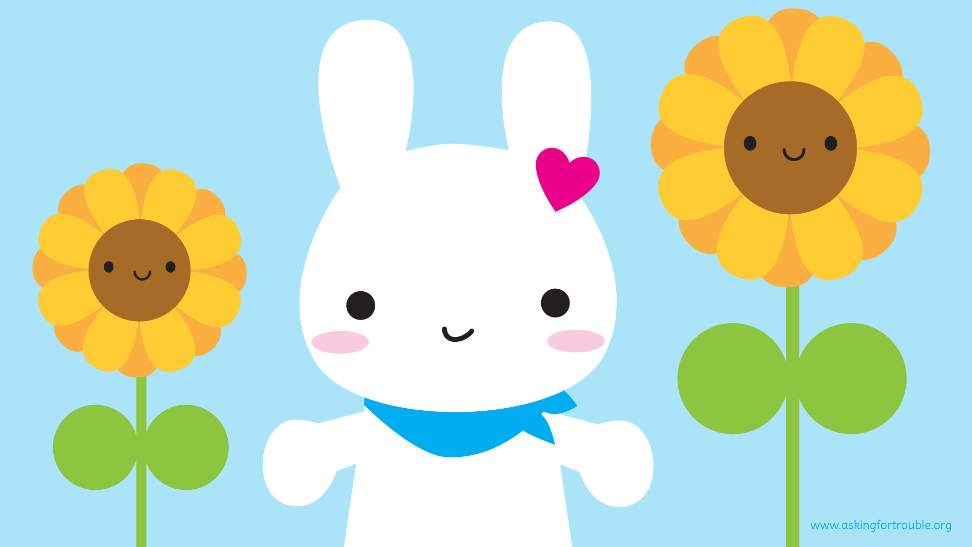 Bunny Sunflowers Cute Kawaii Desktop 19x1080 Wallpaper Teahub Io