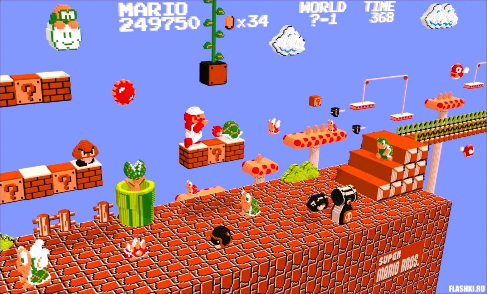 Super Mario Bros Wallpaper And Background Image Id - 3d 8 Bit Game -  1579x955 Wallpaper 