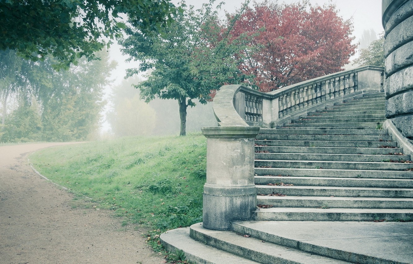 Photo Wallpaper Fog, Castle, Stairs, Ladder, Steps - Bangkok - 1332x850  Wallpaper 