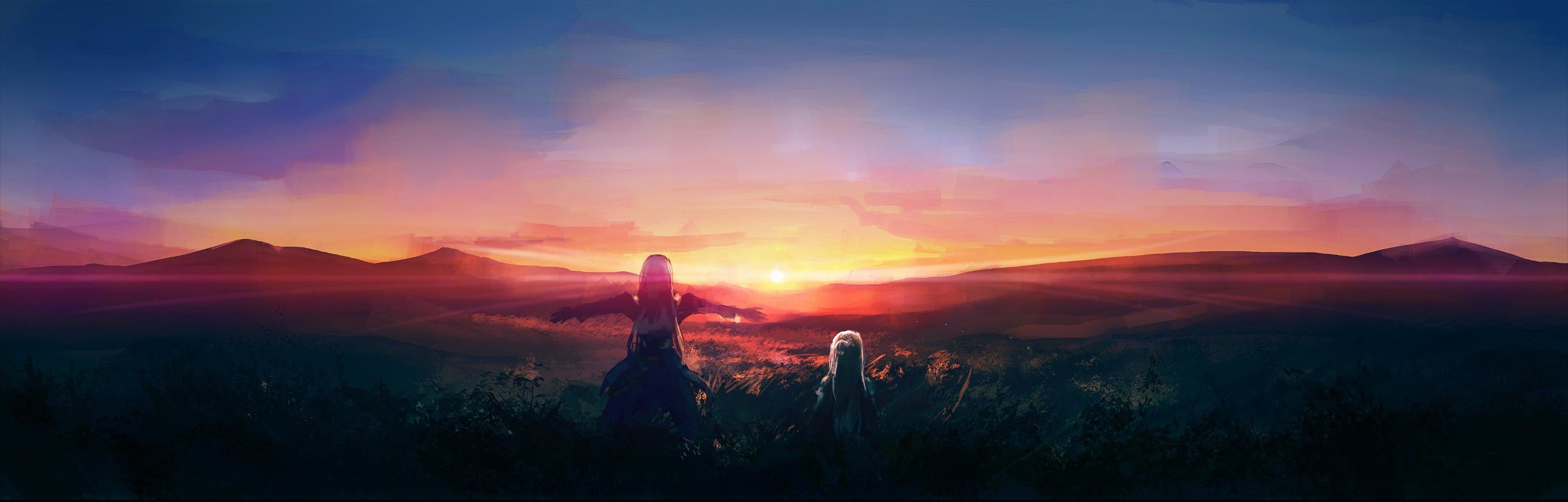 Best Sword Art Online Wallpaper Id - Sunset - 3200x1024 Wallpaper