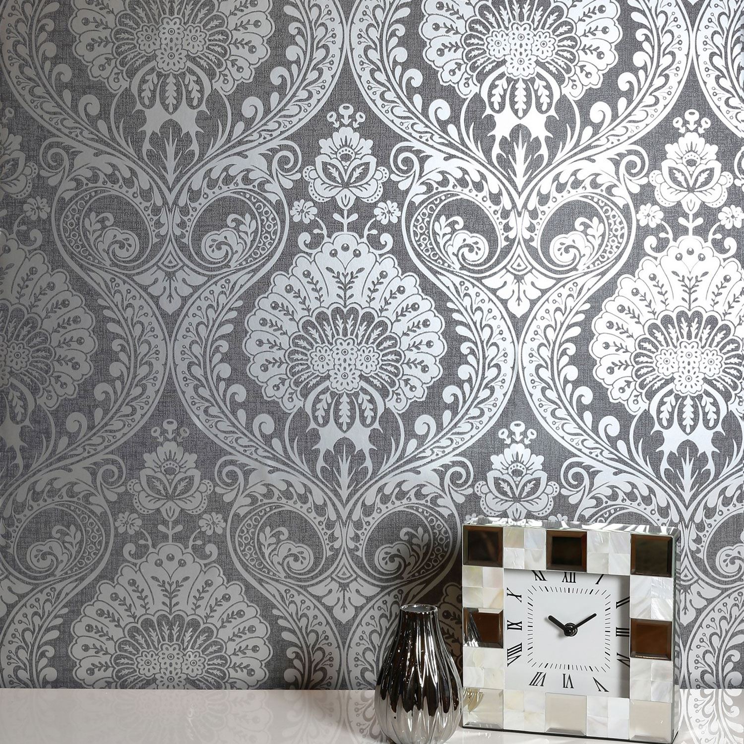 Arthouse Luxe Range Wallpaper Stripe Hexagon Texture - Damask ...