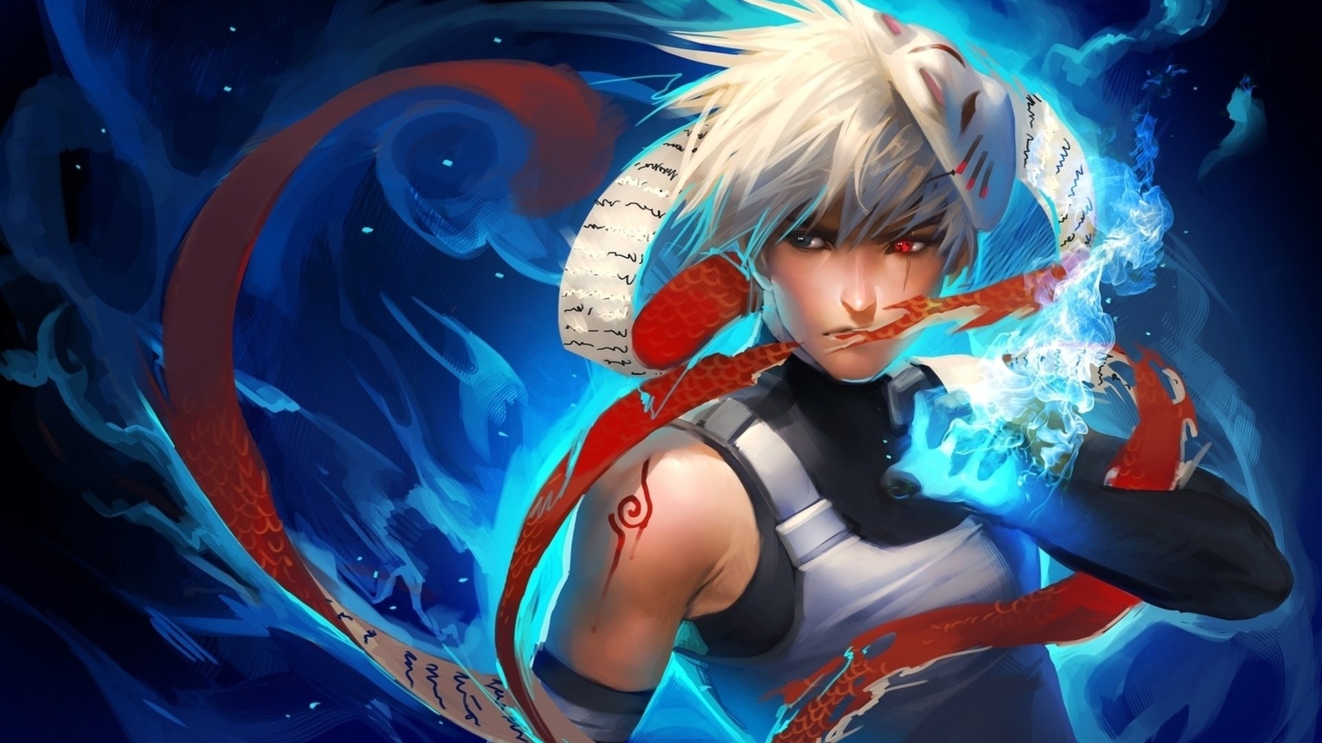 anime white hair ninja 1920x1080 wallpaper teahub io