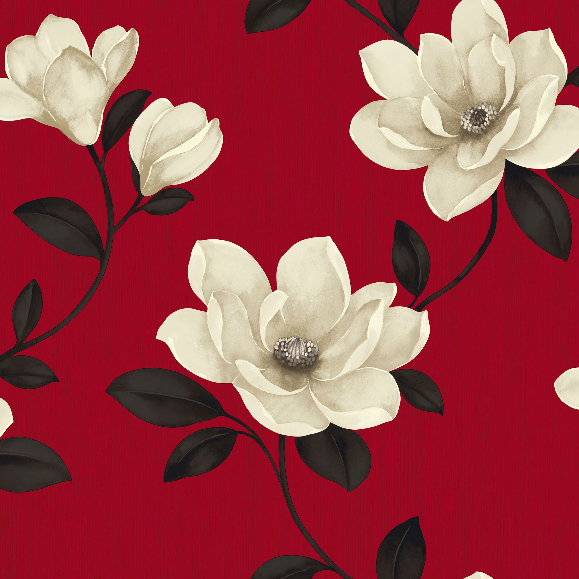 Floral Wallpaper B&q - Red Wallpaper With Cream Flowers - 2000x2000 ...