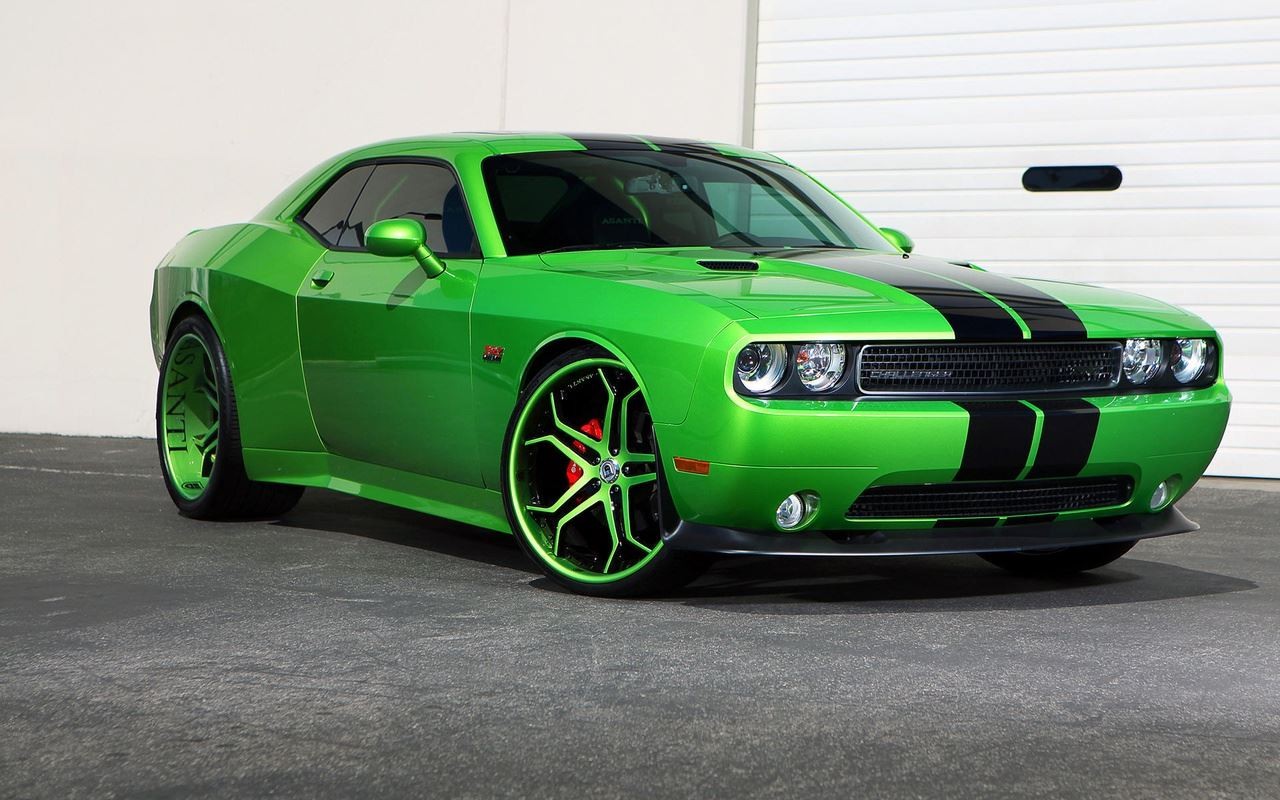 Car Green Cars Dodge Challenger Hellcat Vehicle Wallpapers - HD Wallpaper 