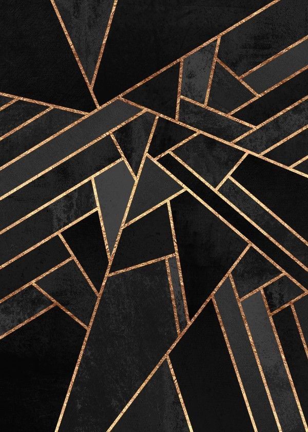 Black And Gold Geometric Pattern - HD Wallpaper 