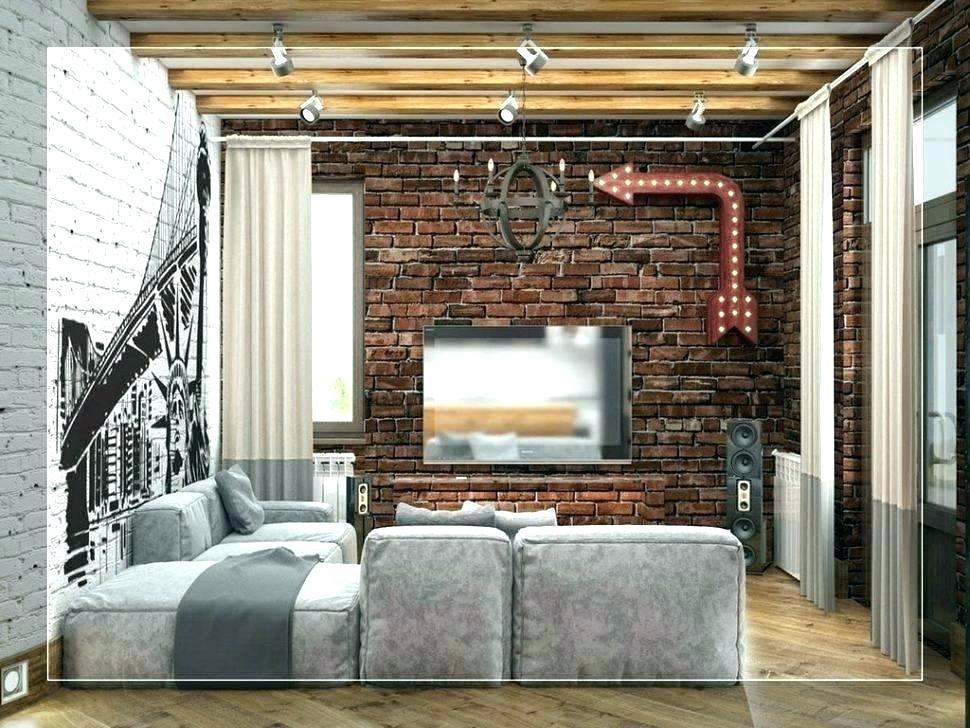 Fake Brick Wallpaper Exposed Brick Wallpaper Fake Brick - Brick Wall Look In Living Room - HD Wallpaper 