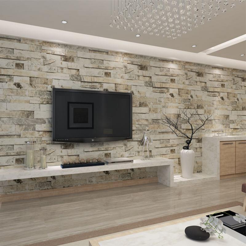 Brick Wall Paper Living Rooms Design - HD Wallpaper 