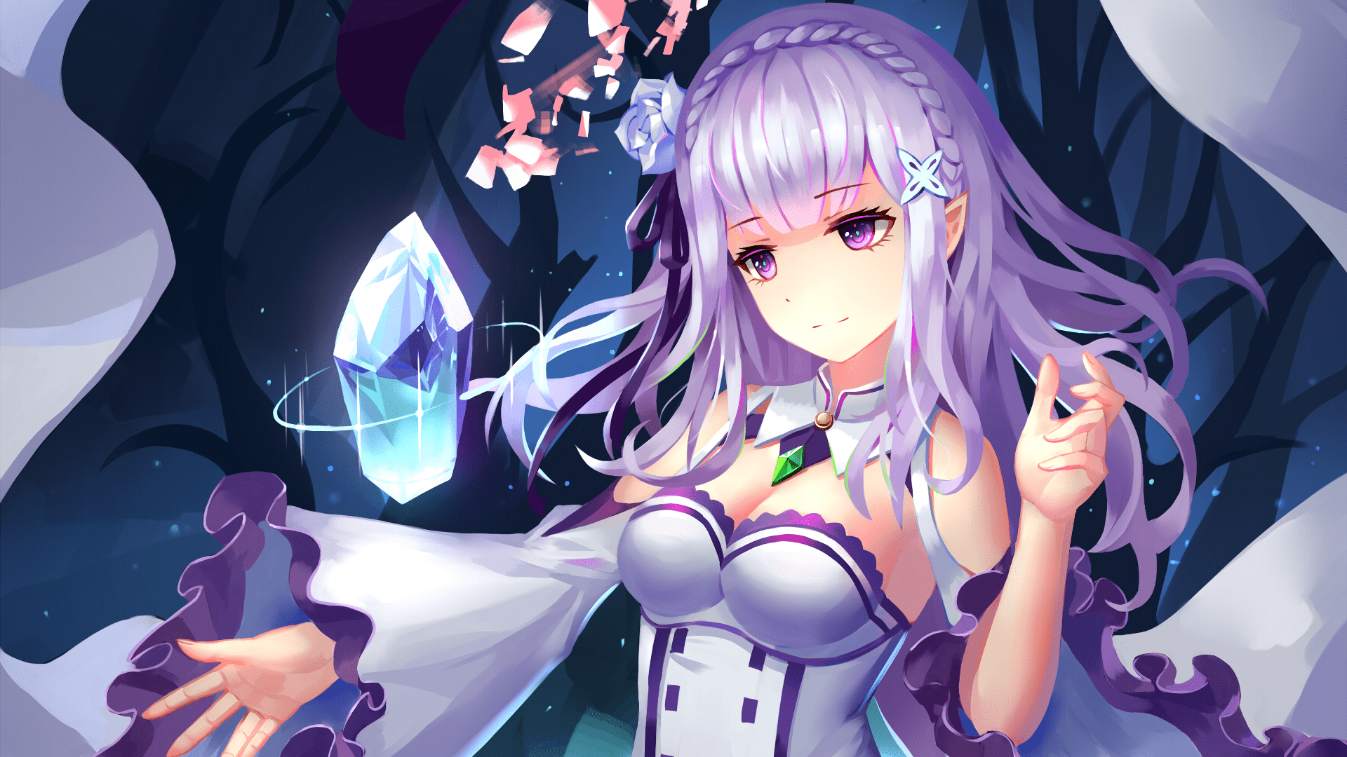 Emilia Re Zero Art 19x1080 Wallpaper Teahub Io