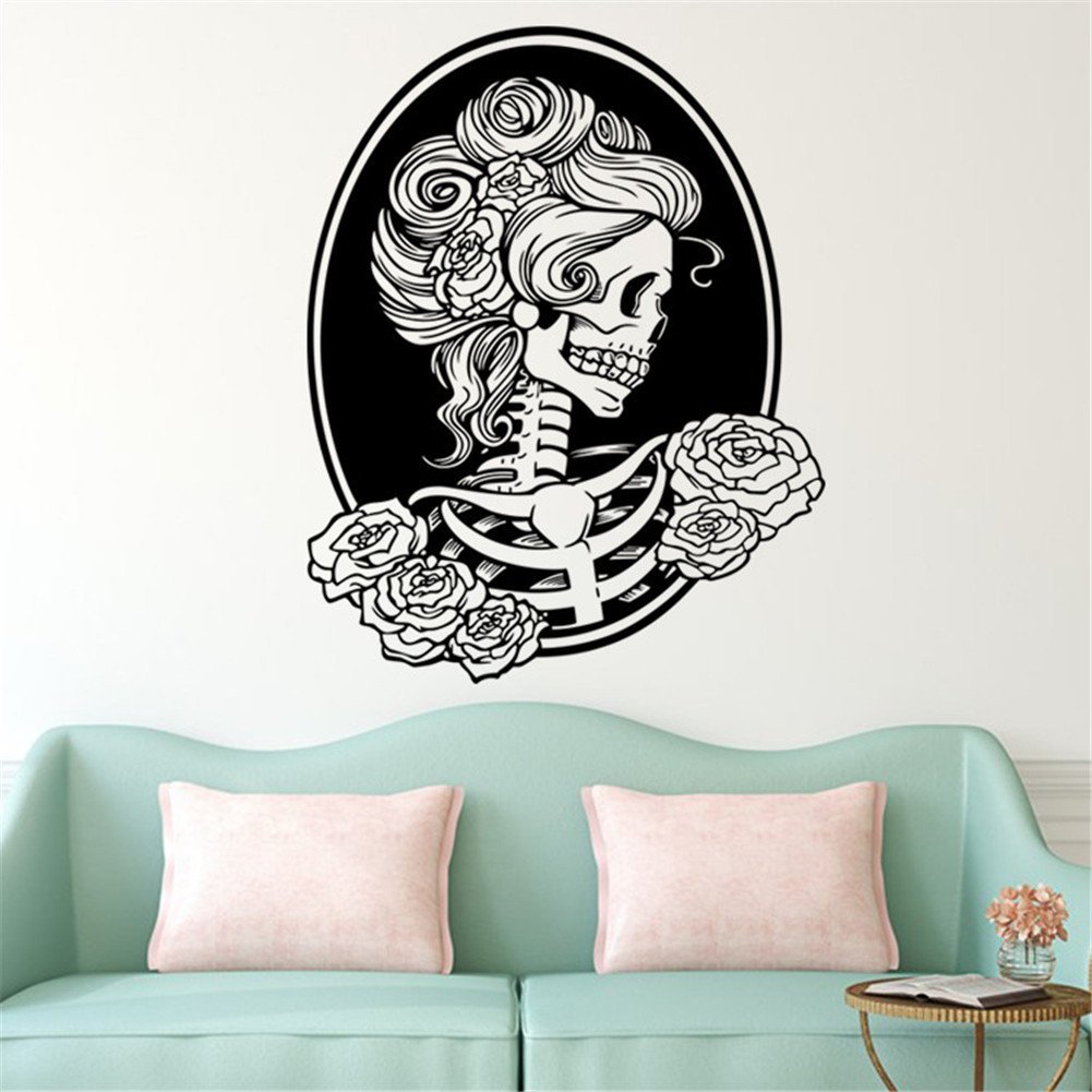 Bibitime Halloween Skull Wall Art Decor Decals Skeleton - Wall Skeleton Sticker - HD Wallpaper 