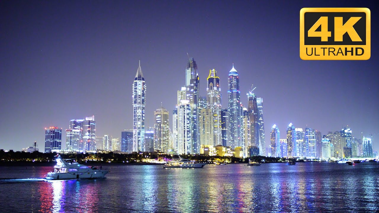 Dubai City Skyline Night - HD Wallpaper 