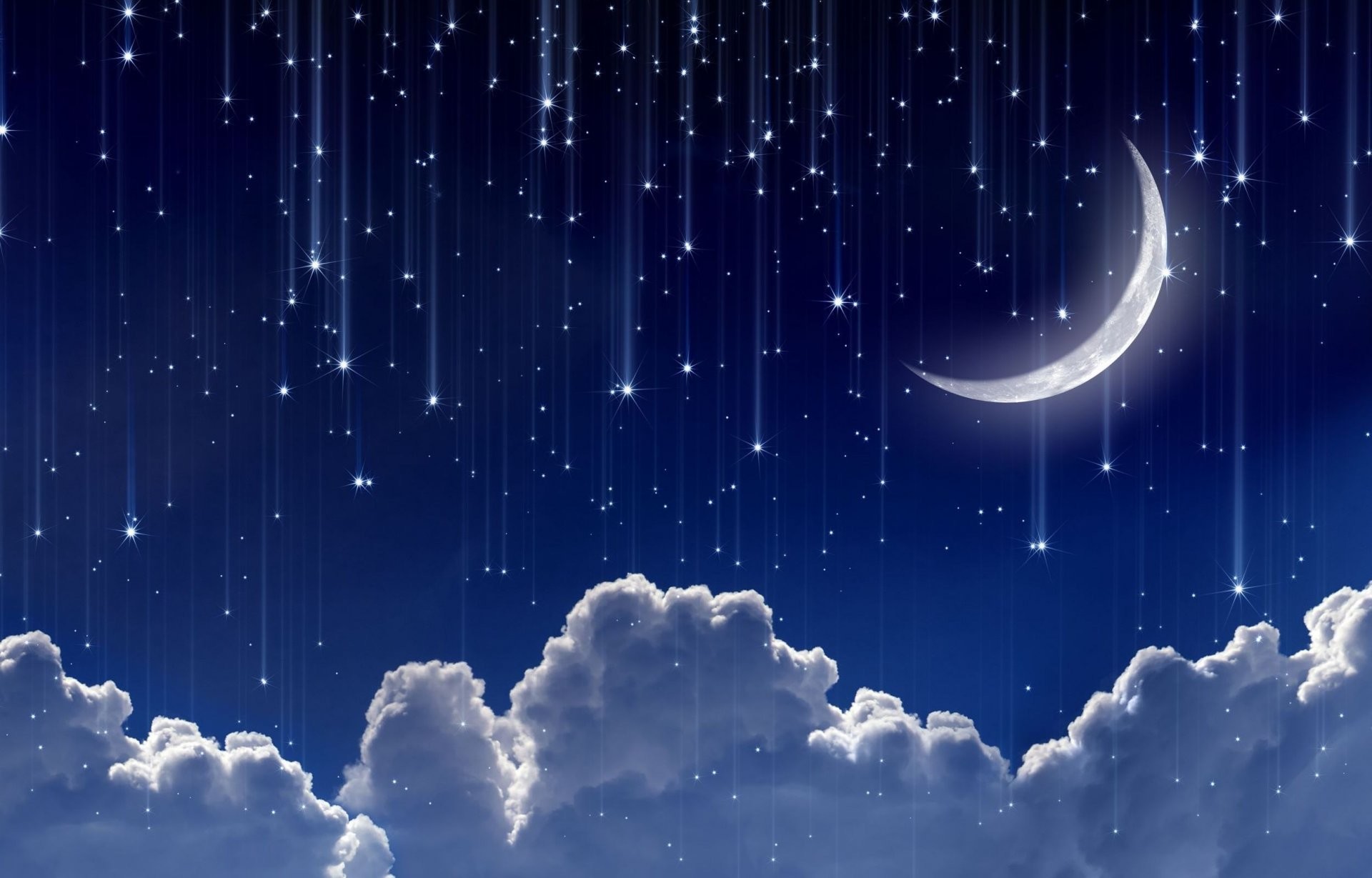 stars and moon in the sky wallpaper