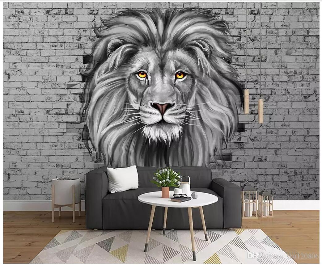 Lion Wallpaper On Wall - HD Wallpaper 