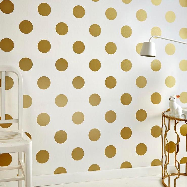 White Wallpaper Gold Dots - HD Wallpaper 