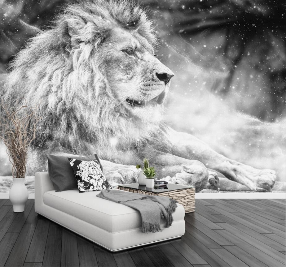 Lion Wallpaper Black And White - HD Wallpaper 