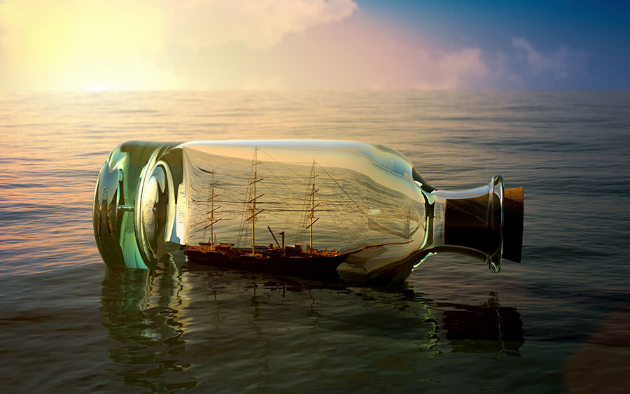 Ship In A Bottle With Water - 900x563 Wallpaper 