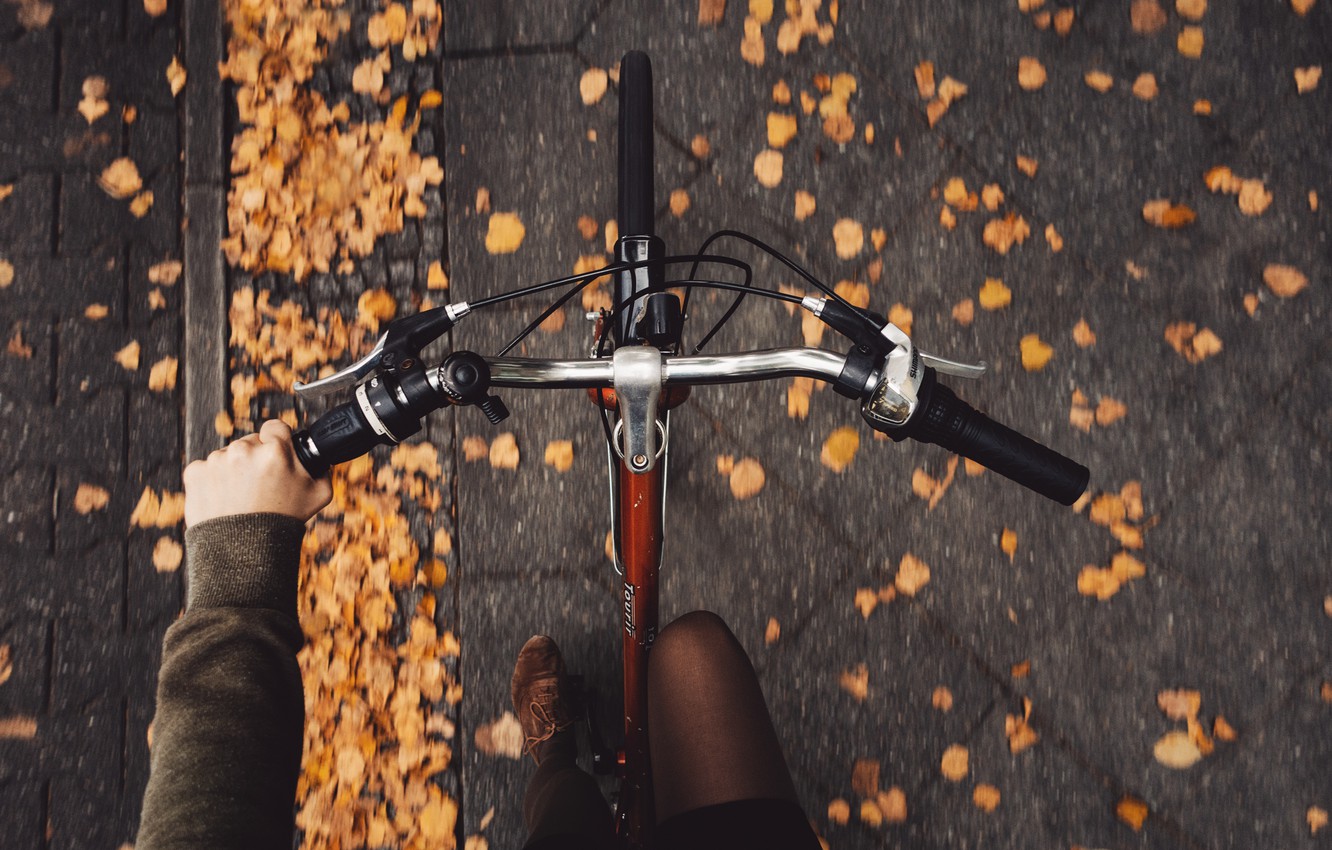 Photo Wallpaper Autumn, Girl, Bike, Pavers, Rona Keller - Fond D Écan Velo - HD Wallpaper 