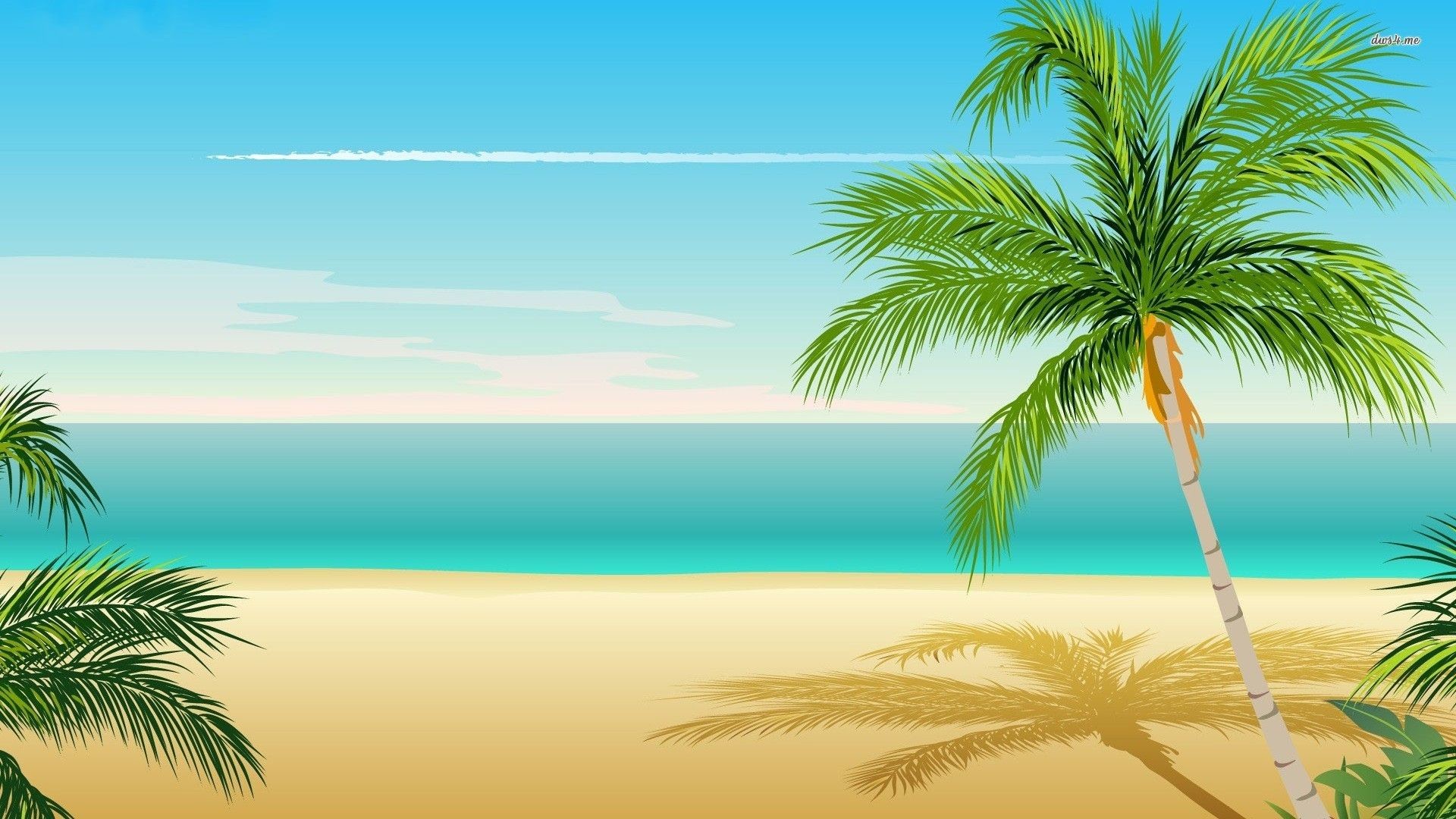1920x1080, Palm Tree Top Hd Desktop Wallpaper - Cartoon Palm Tree Background - HD Wallpaper 