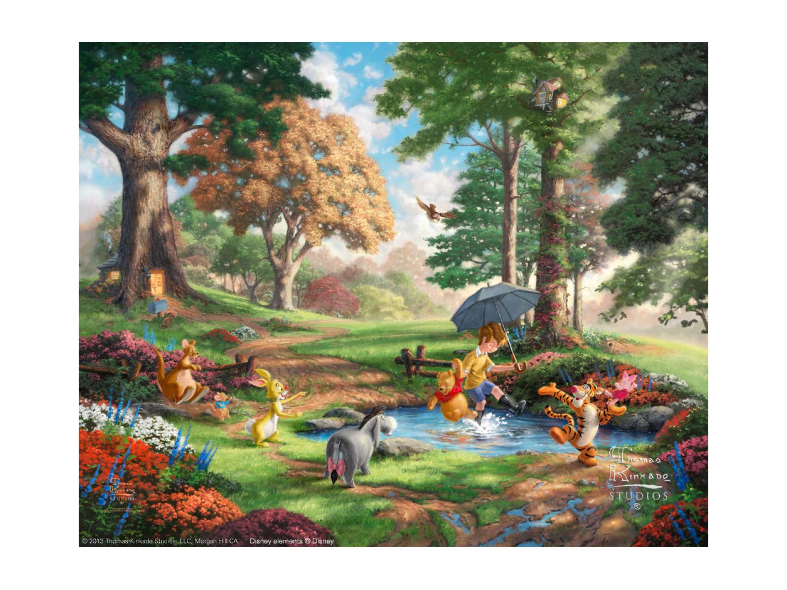 Winnie The Pooh I - Puzzle Disney Thomas Kinkade - HD Wallpaper 