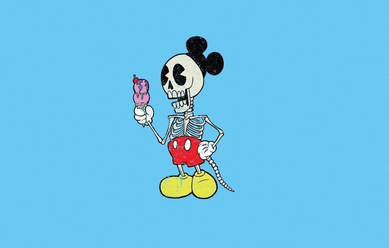 Photo Wallpaper Minimalism Skeleton Mickey Mouse Oboi Mikki Maus Na Rabochij Stol 1332x850 Wallpaper Teahub Io