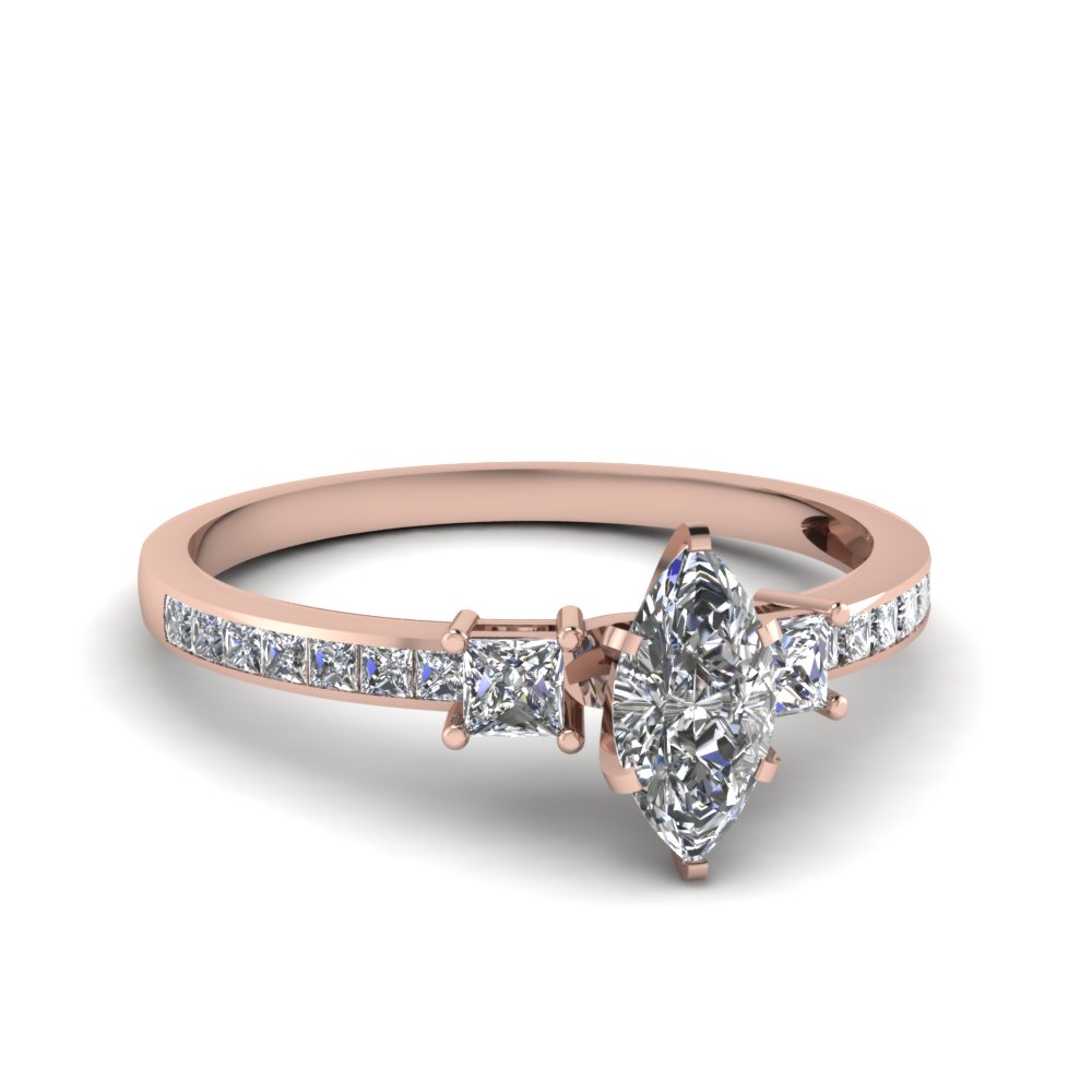 Delicate 3 Stone Marquise Diamond Engagement Ring In - Engagement Rings ...