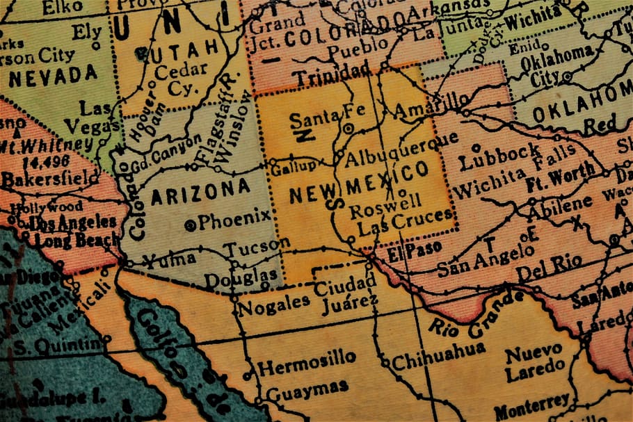 Map Chart, New Mexico, Southwest, America, Usa, Southwest - Atlas - HD Wallpaper 