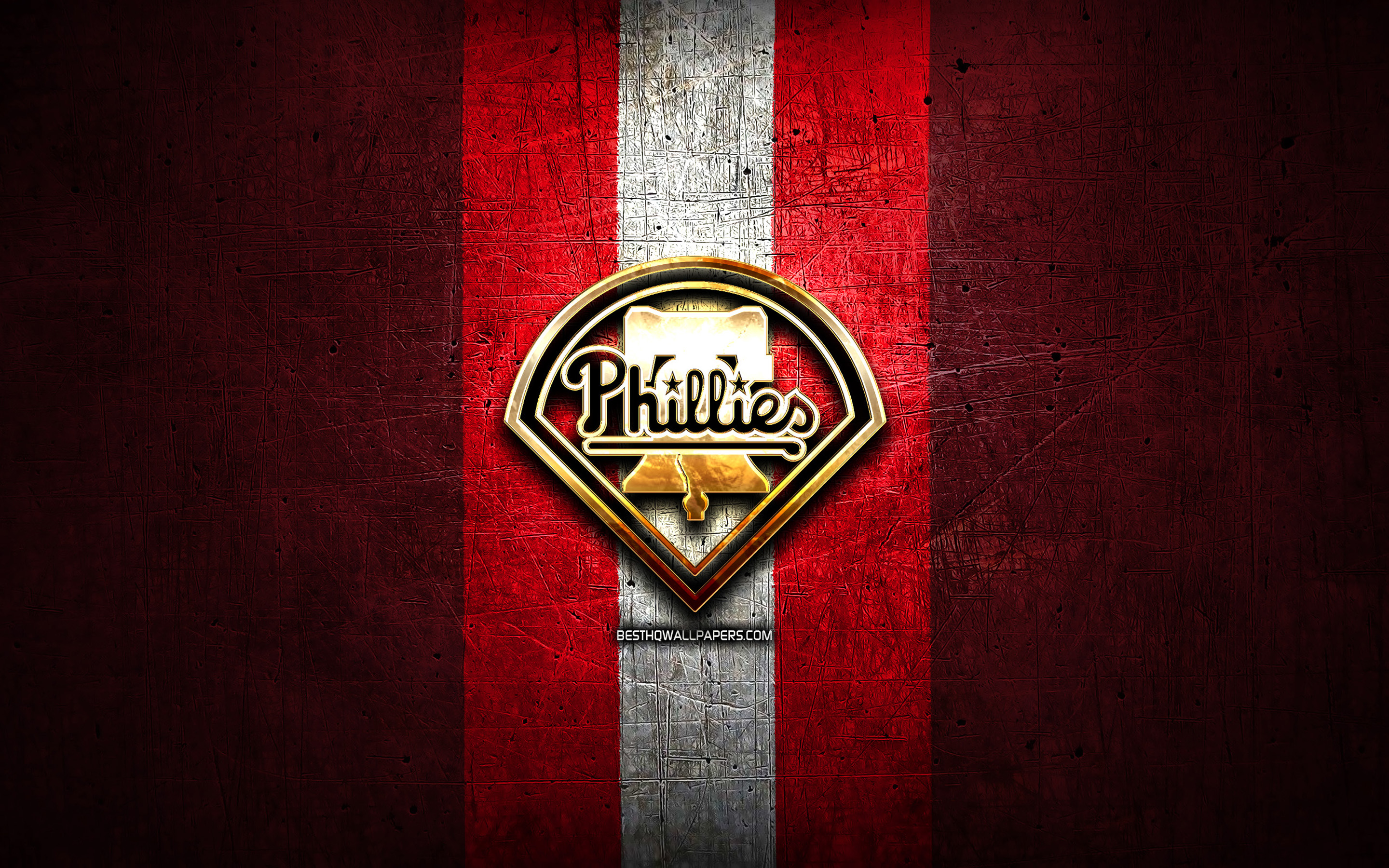 Philadelphia Phillies, Golden Logo, Mlb, Red Metal ...