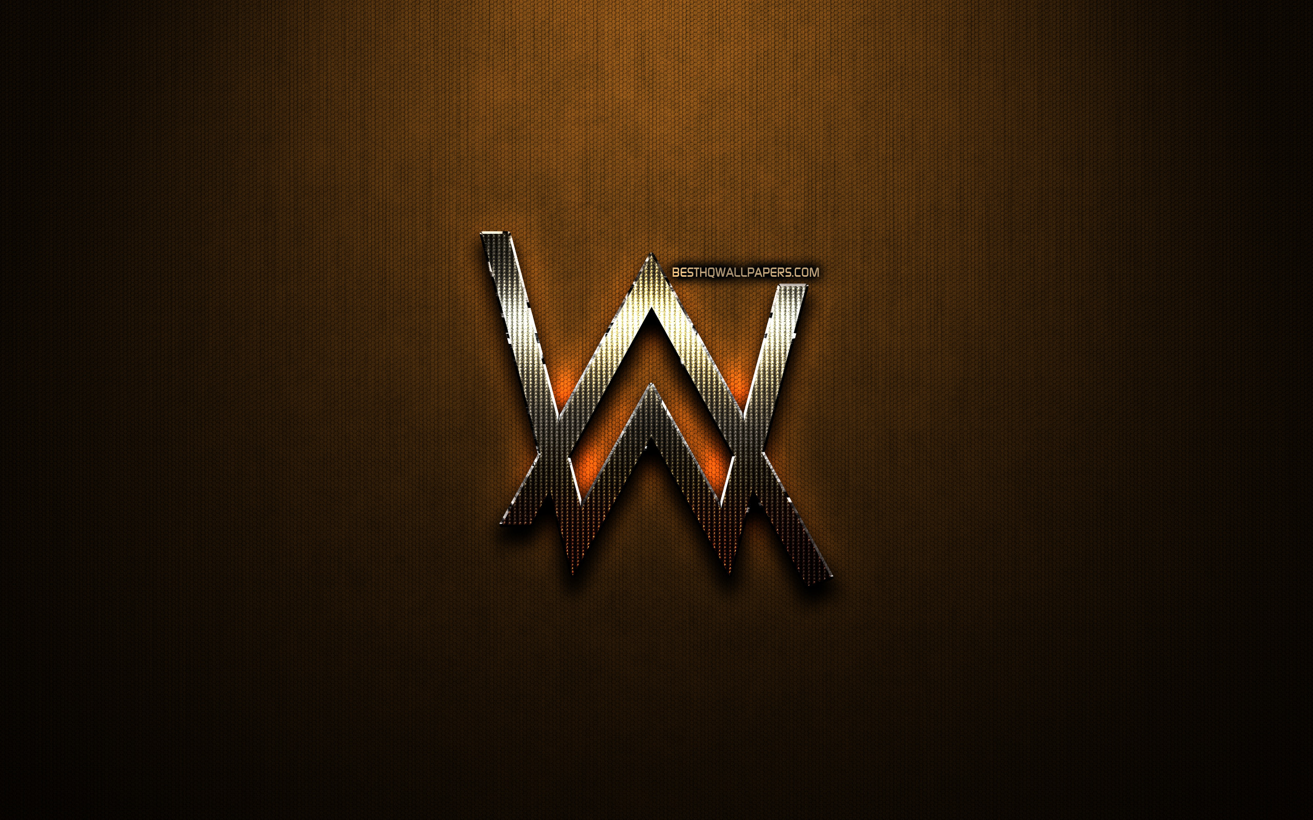 Alan Walker Glitter Logo Creative Bronze Metal Background Emblem 2560x1600 Wallpaper Teahub Io