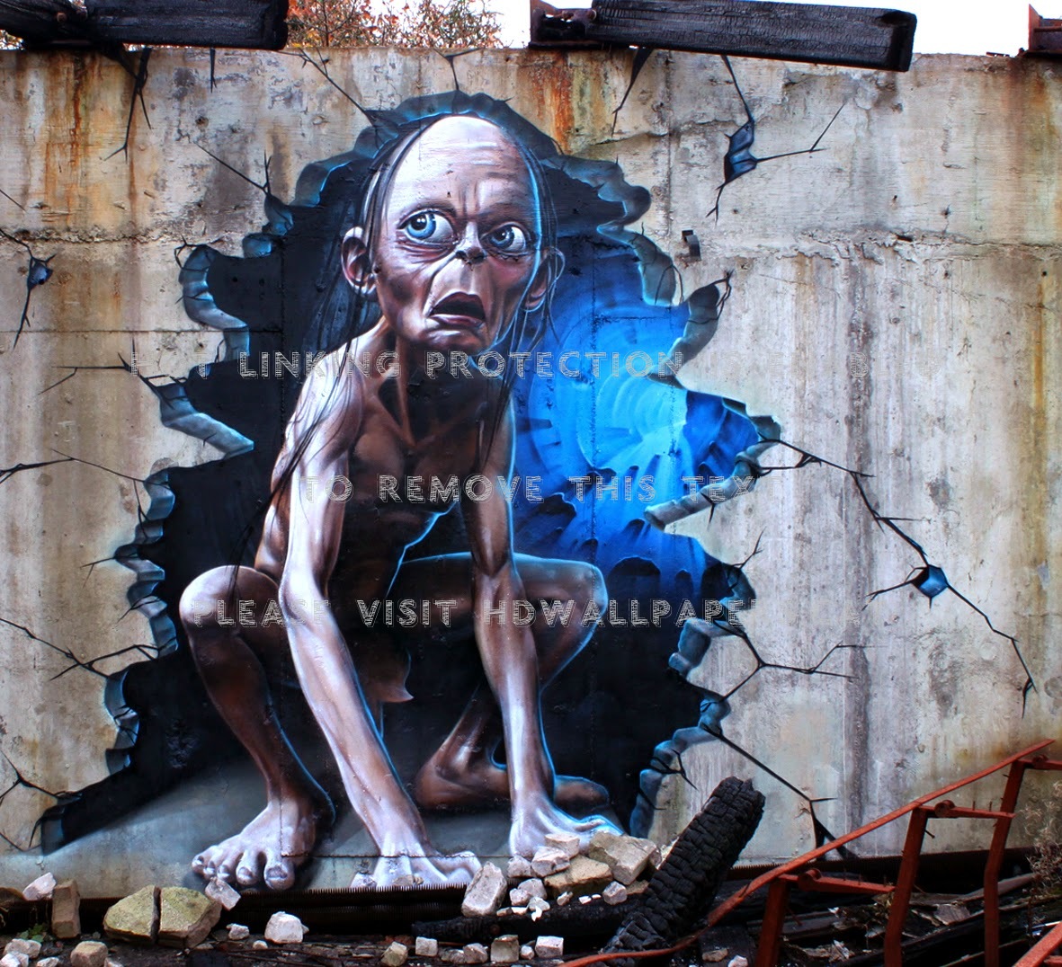 Gollum Abstract Visual Hd Mind Lord Movies - 3d Street Art - HD Wallpaper 