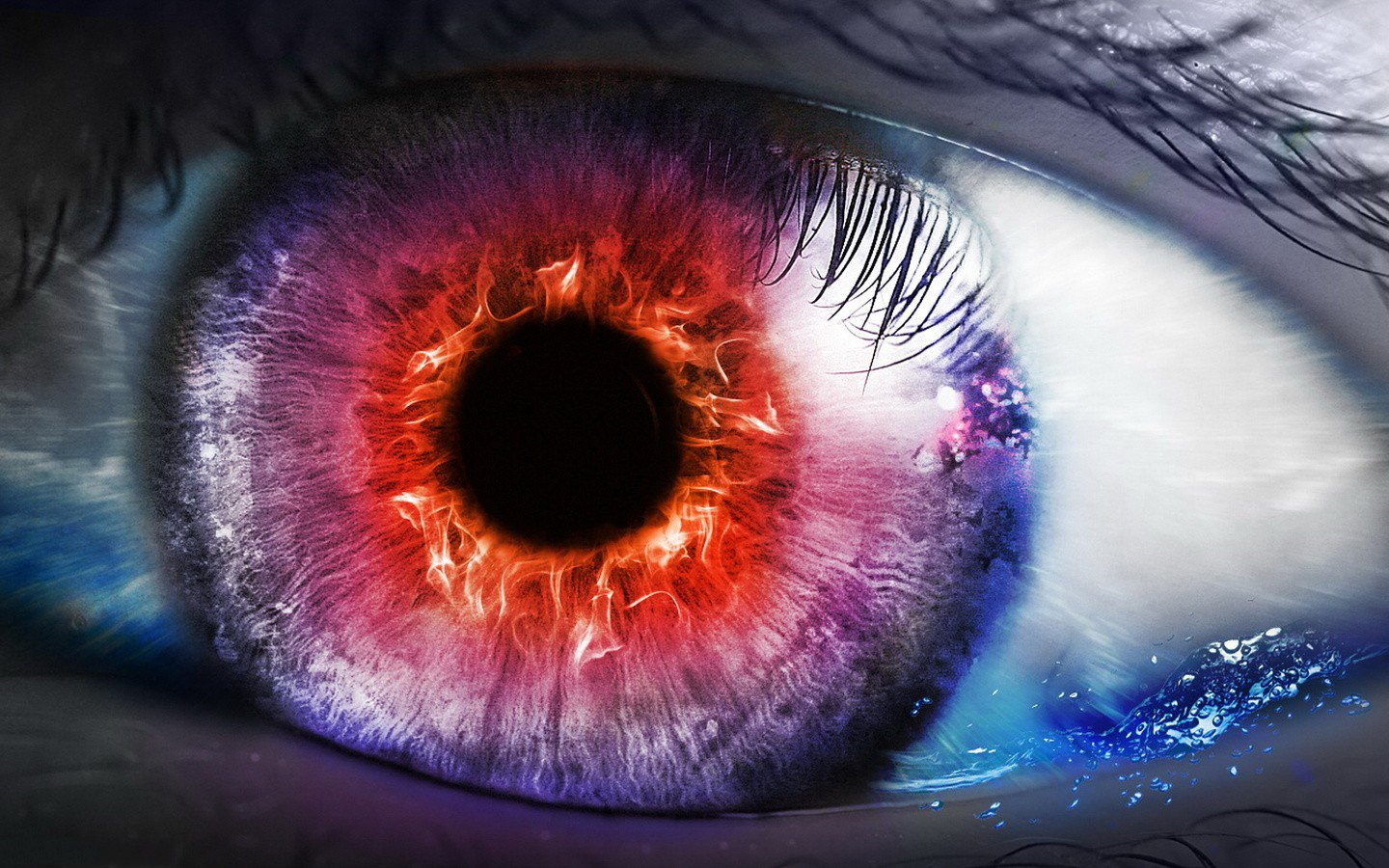 Close Up Flames Fantasy Eyes Selective Coloring - Fantasy Eye Colors - HD Wallpaper 