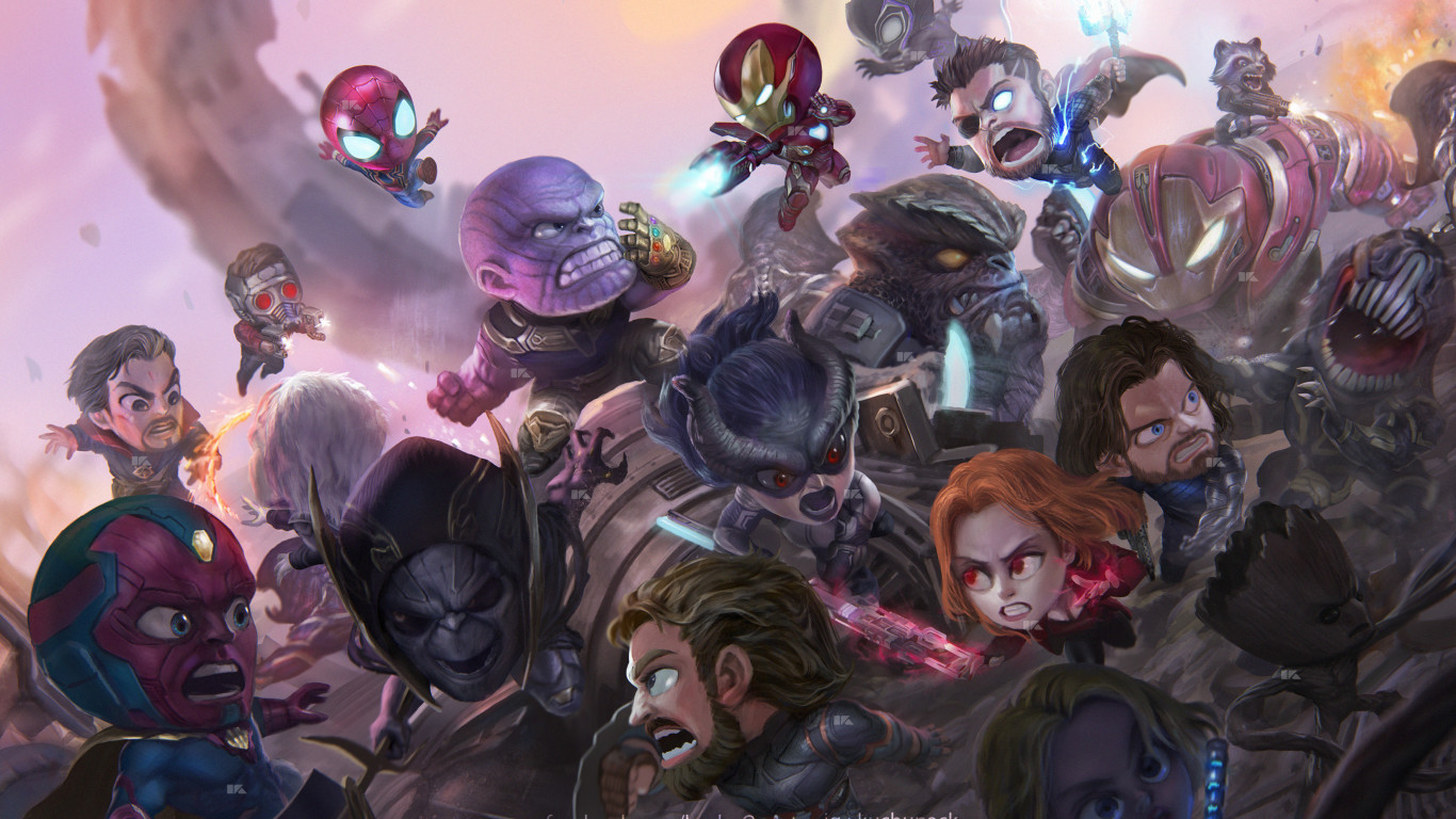 Chibi Avengers Infinity War Drawings - HD Wallpaper 