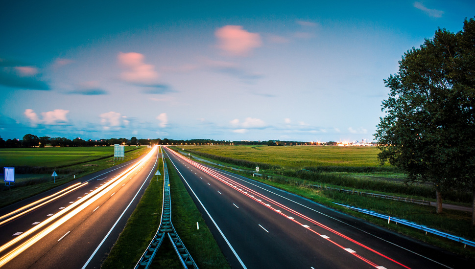 The Netherlands, Lights, Autobahn, Evening, Marssum, - Highway Night Road  Background - 970x550 Wallpaper 