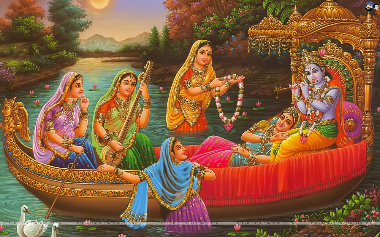 Shri Krishna Wallpaper With Murli - Radha Krishna Leela - 1280x800 Wallpaper  