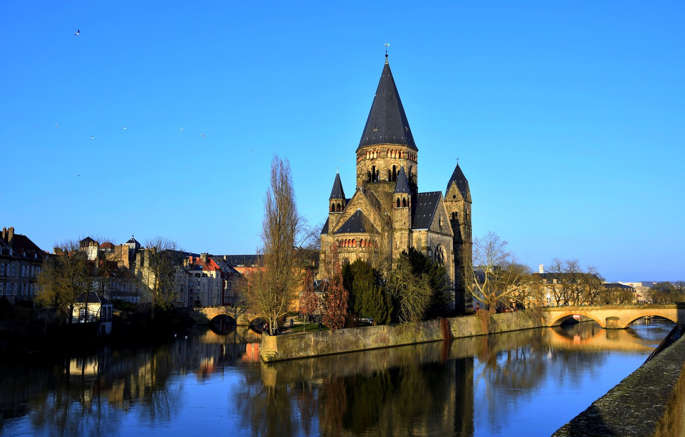 Photo Wallpaper France, Cathedral, Metz, Mets - Temple Neuf - HD Wallpaper 