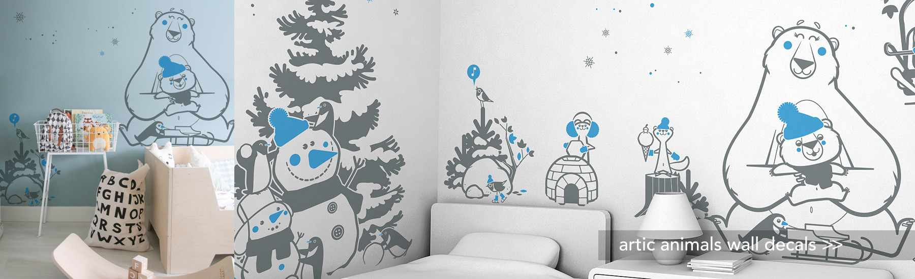 Arctic Animals Wall Decals For Kids Room Deco Mural Chambre Bebe 1800x550 Wallpaper Teahub Io