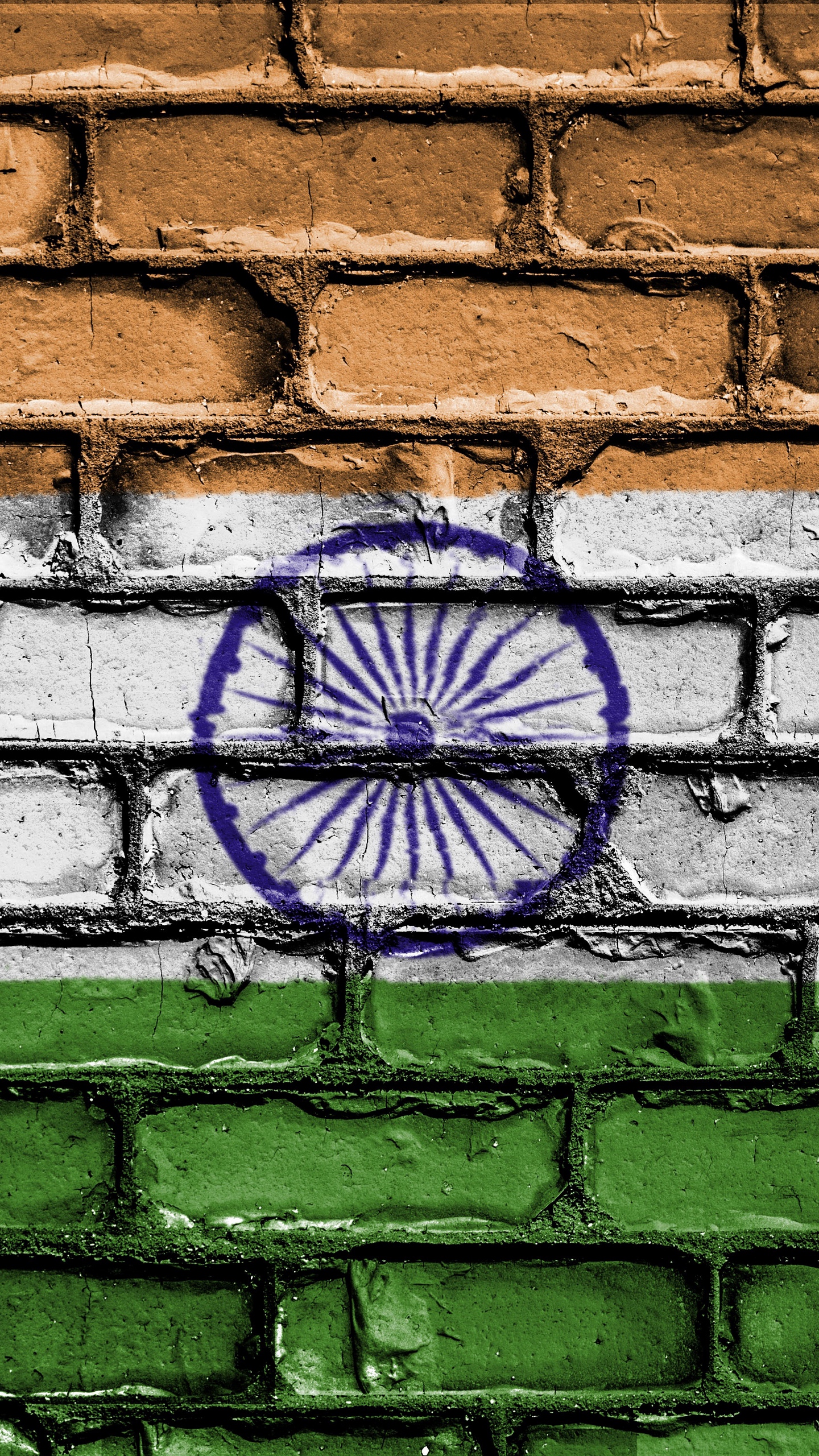 Wallpaper India, Flag, Texture, Wall, Brick, Paint - Full Hd Indian Flag  Background - 1440x2560 Wallpaper 