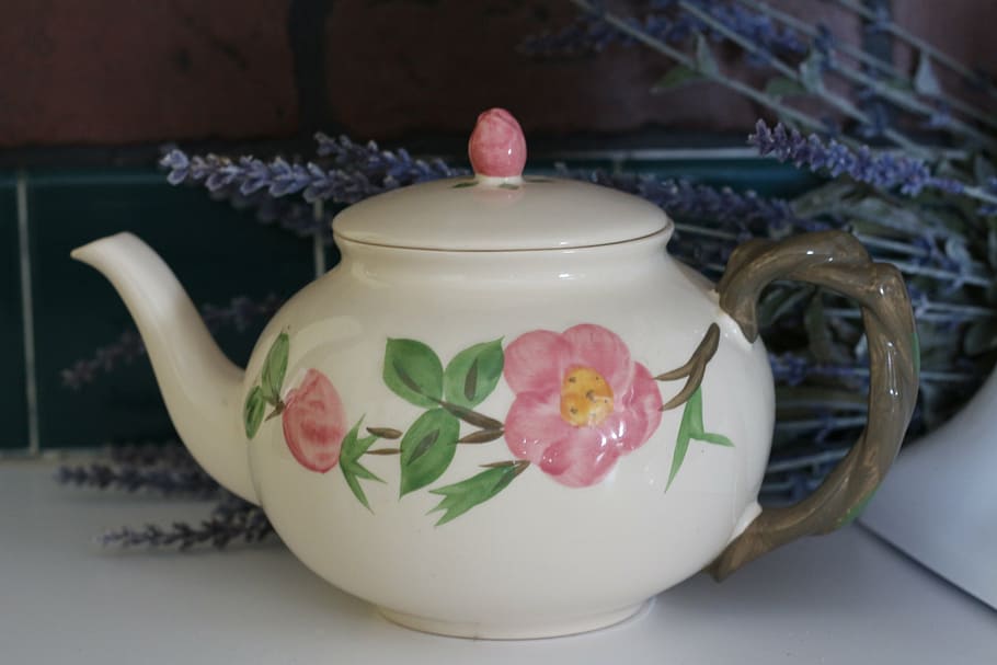 Teapot, China, Flower, Beverage, Design, Vintage, Old, - Teapot Flower Design - HD Wallpaper 