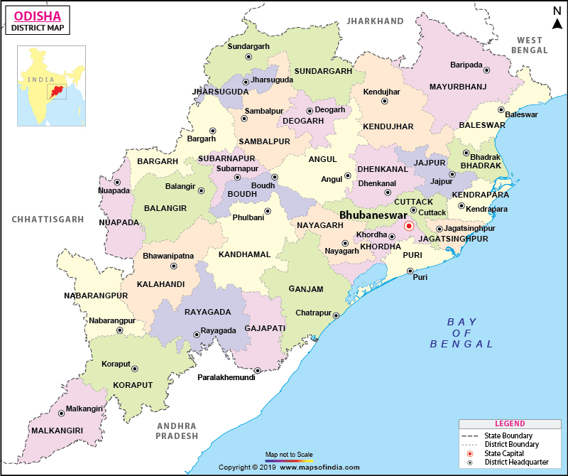 194 1949573 District Map Of Orissa Odisha Map With District 
