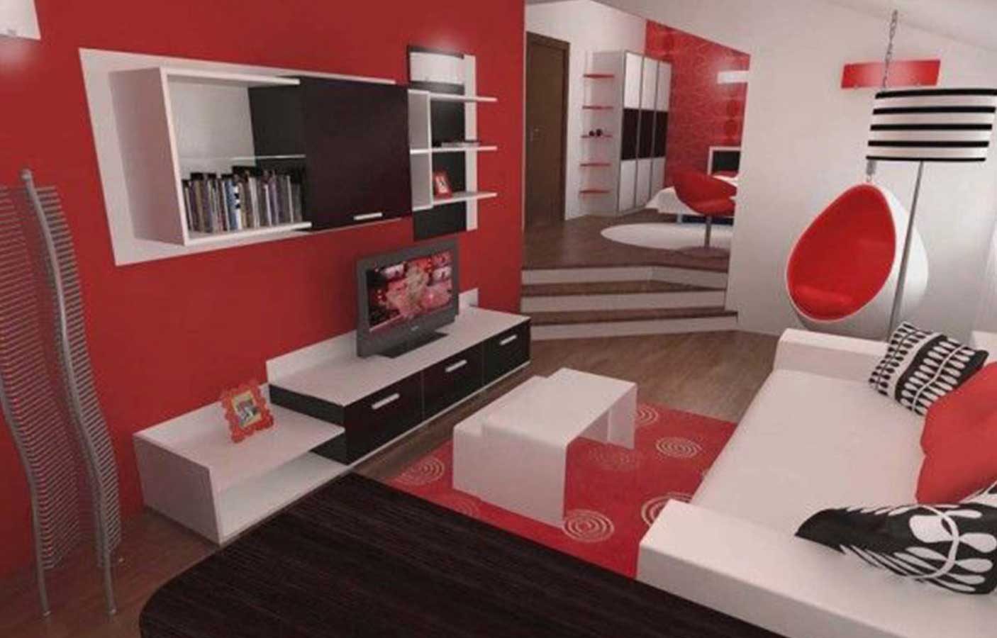 White Living Room Thru Red Brick