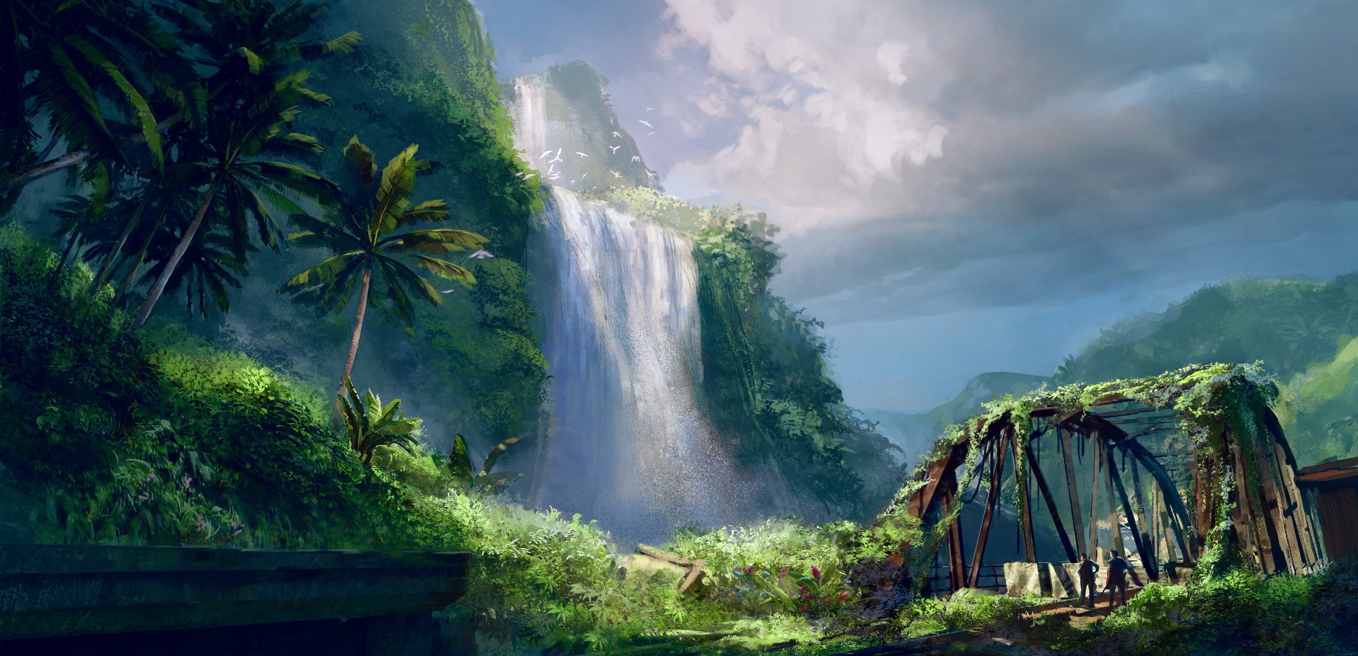 Landscape Waterfall Background - 4740x2289 Wallpaper 