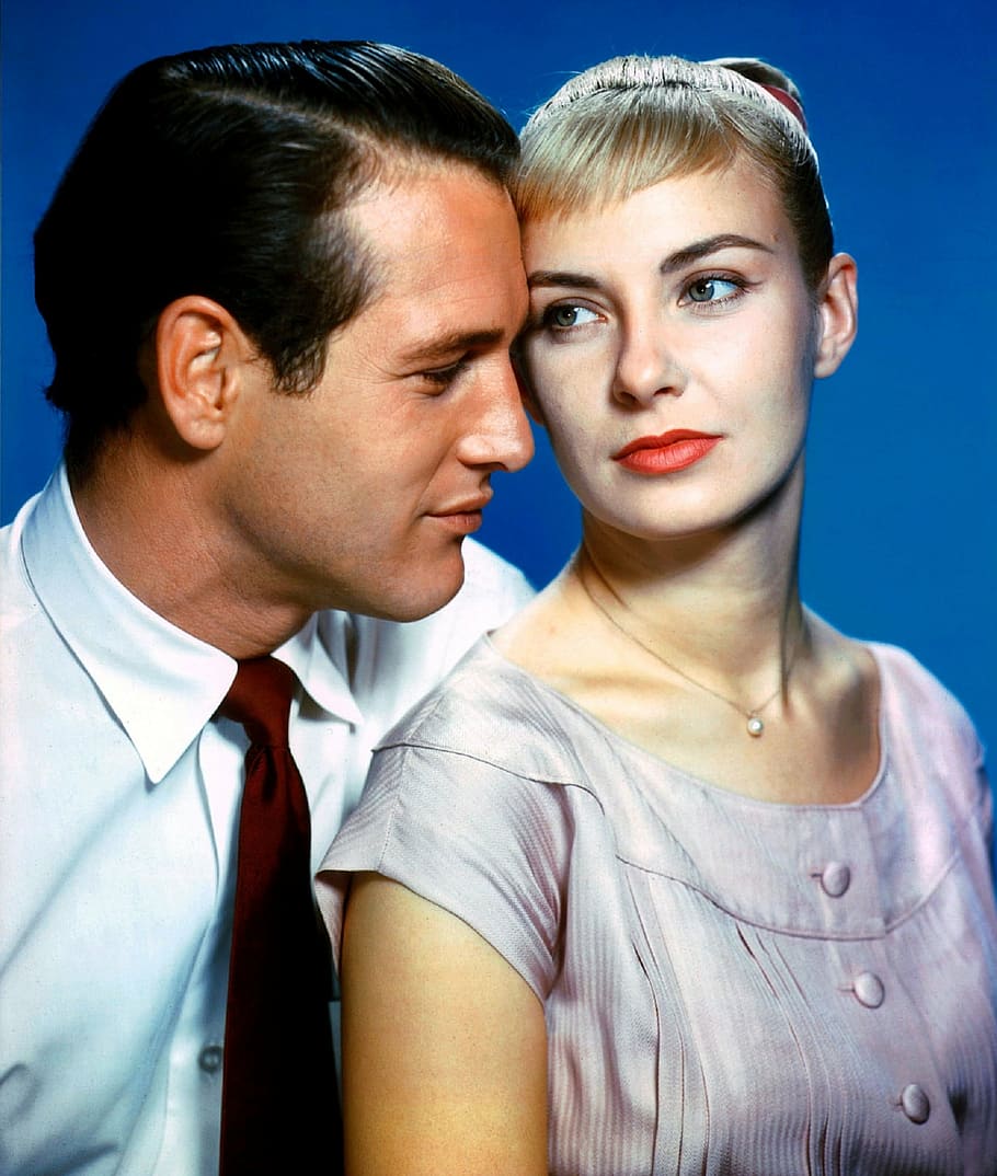 Man Beside Woman Standing Near Blue Surface, Paul Newman, - HD Wallpaper 