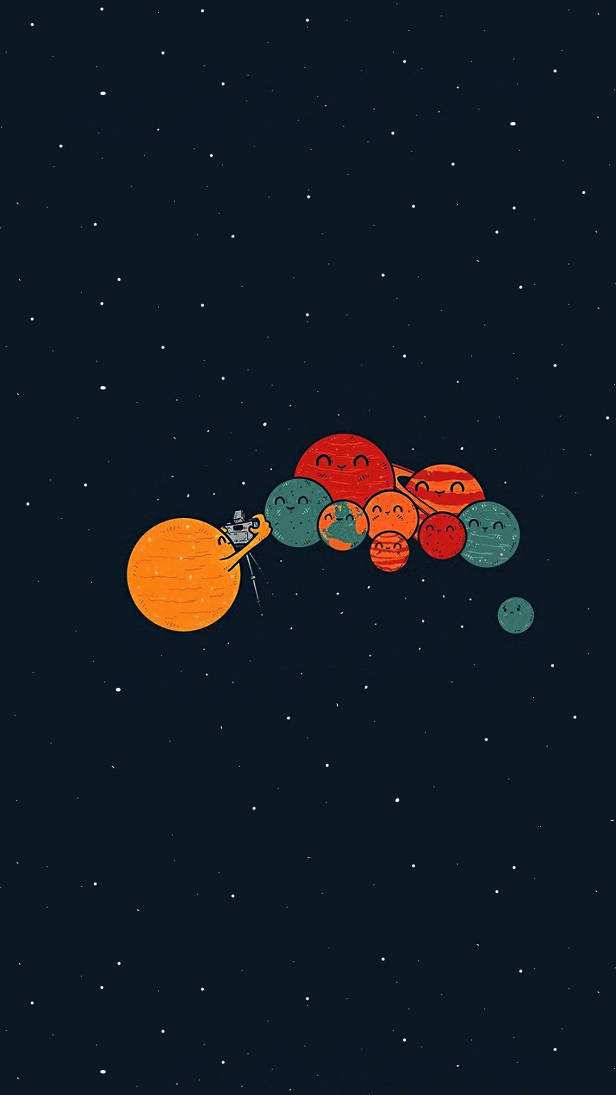 Planets Cute Illustration Space Art Blue Red Android - Outer Space Iphone 6s Plus - HD Wallpaper 