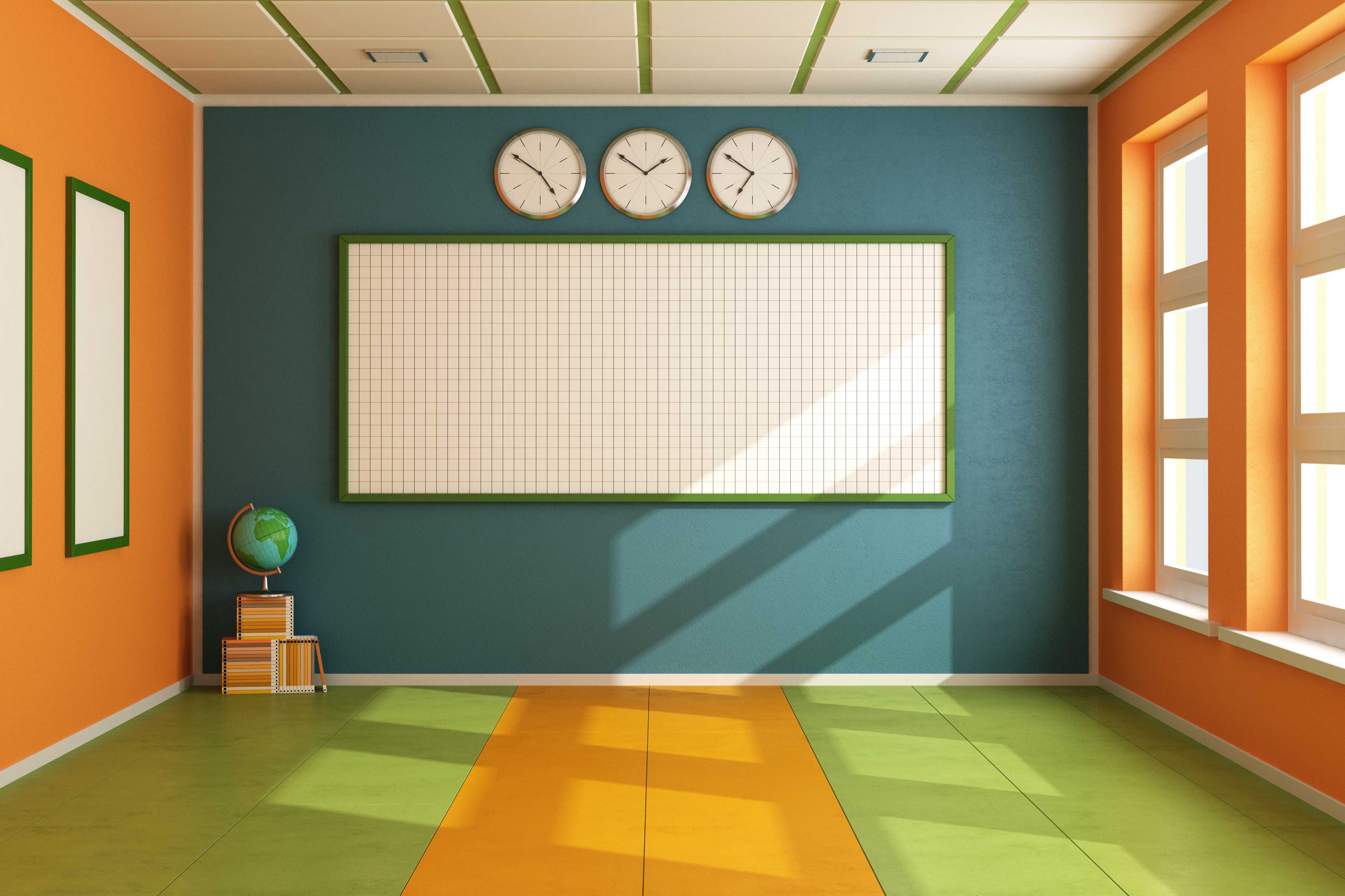 Classroom - Clipart - Empty Cartoon Classroom Background - 4710x3140