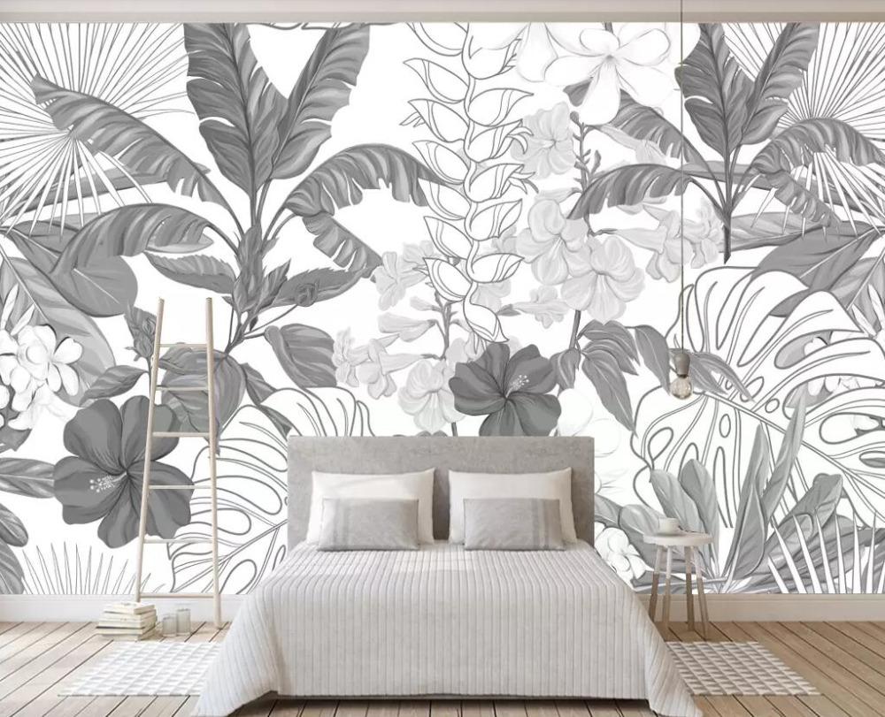 Black And White Tropical Mural - 1000x811 Wallpaper - teahub.io