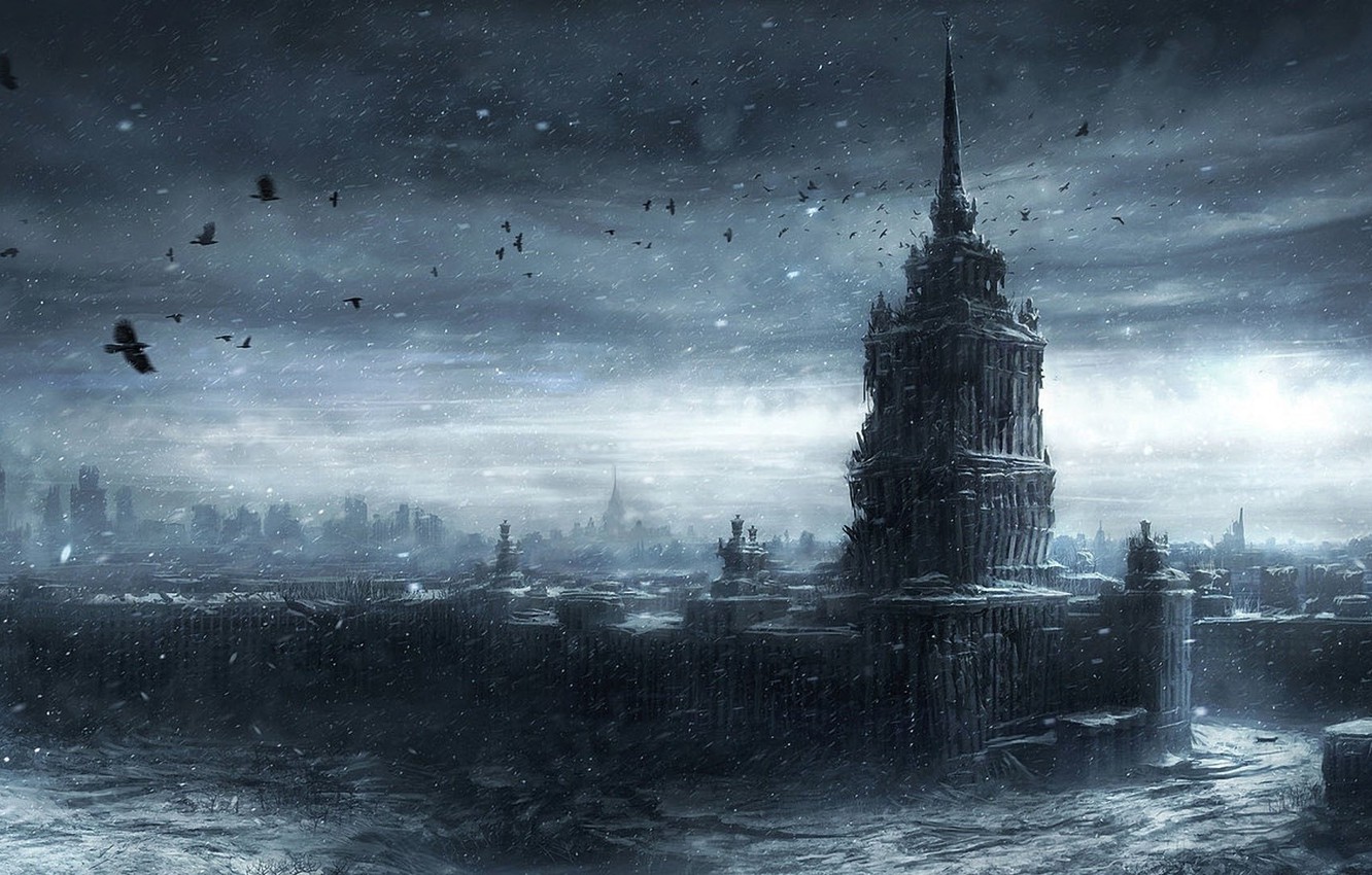 Photo Wallpaper Snow, Moscow, Darkness, Apocalypse, - Moscow Wallpaper 4k - HD Wallpaper 