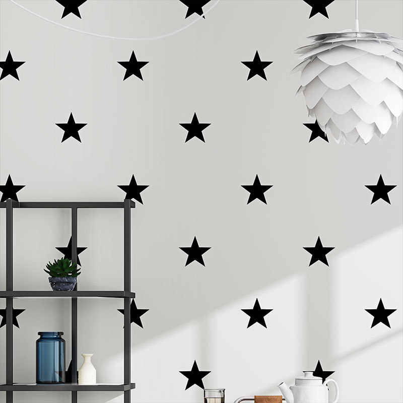 Black White Star Baby Nursery Wallpaper For Kids Room - Black Wallpaper For Girls Room - HD Wallpaper 