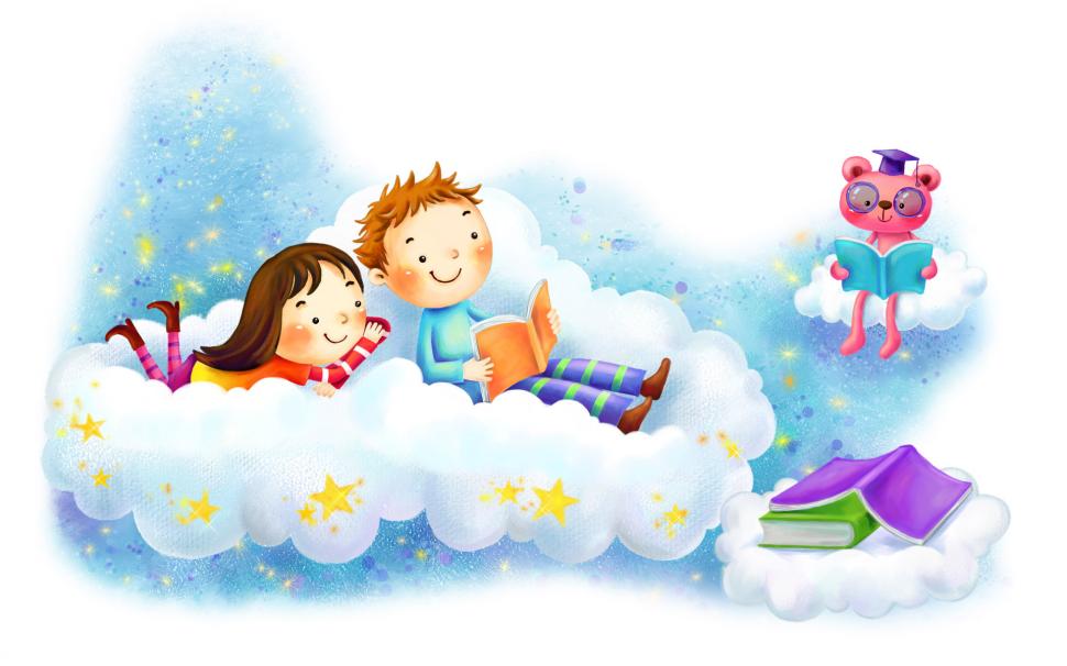 Art, Kids, Boy, Girl, Reading, Books, Clouds, Simple - Kids School  Background - 970x606 Wallpaper 