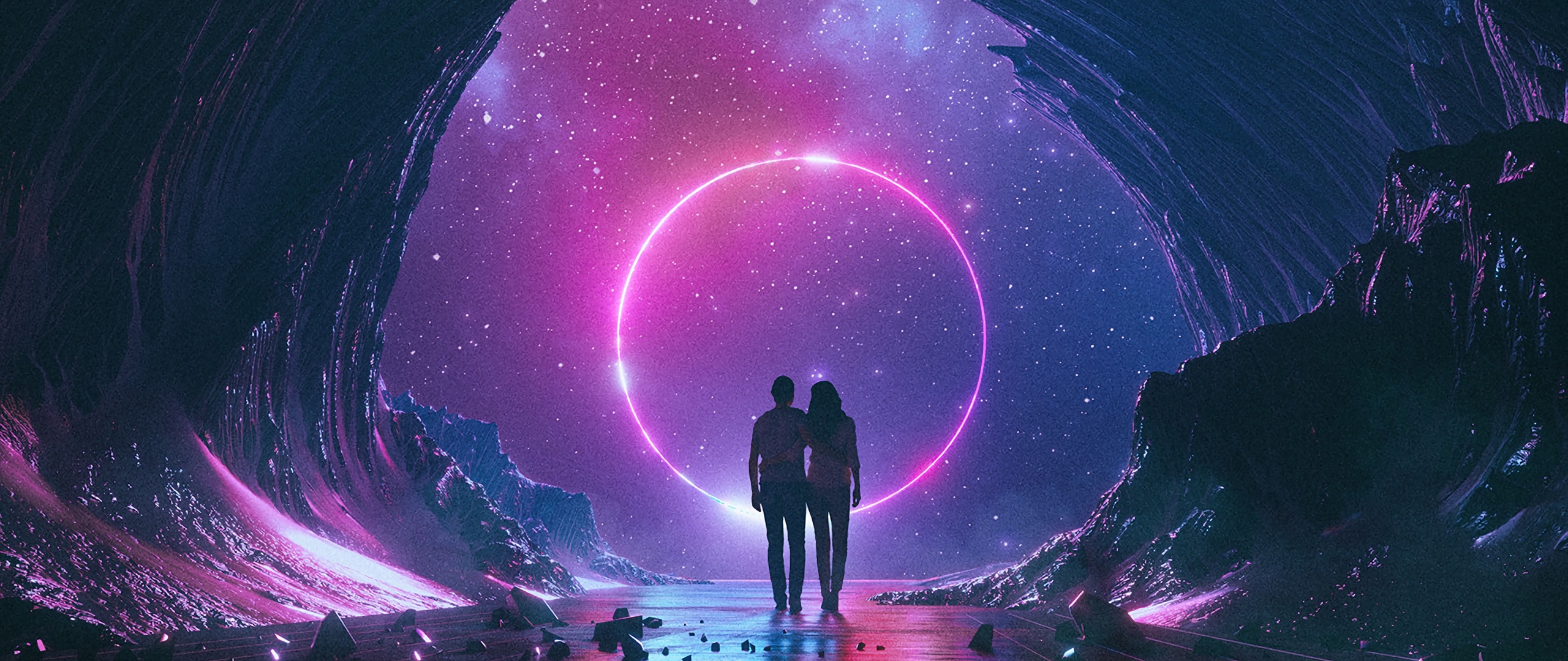 Wallpaper Couple, Starry Sky, Art, Space, Hugs - Audiomachine Manifest ...