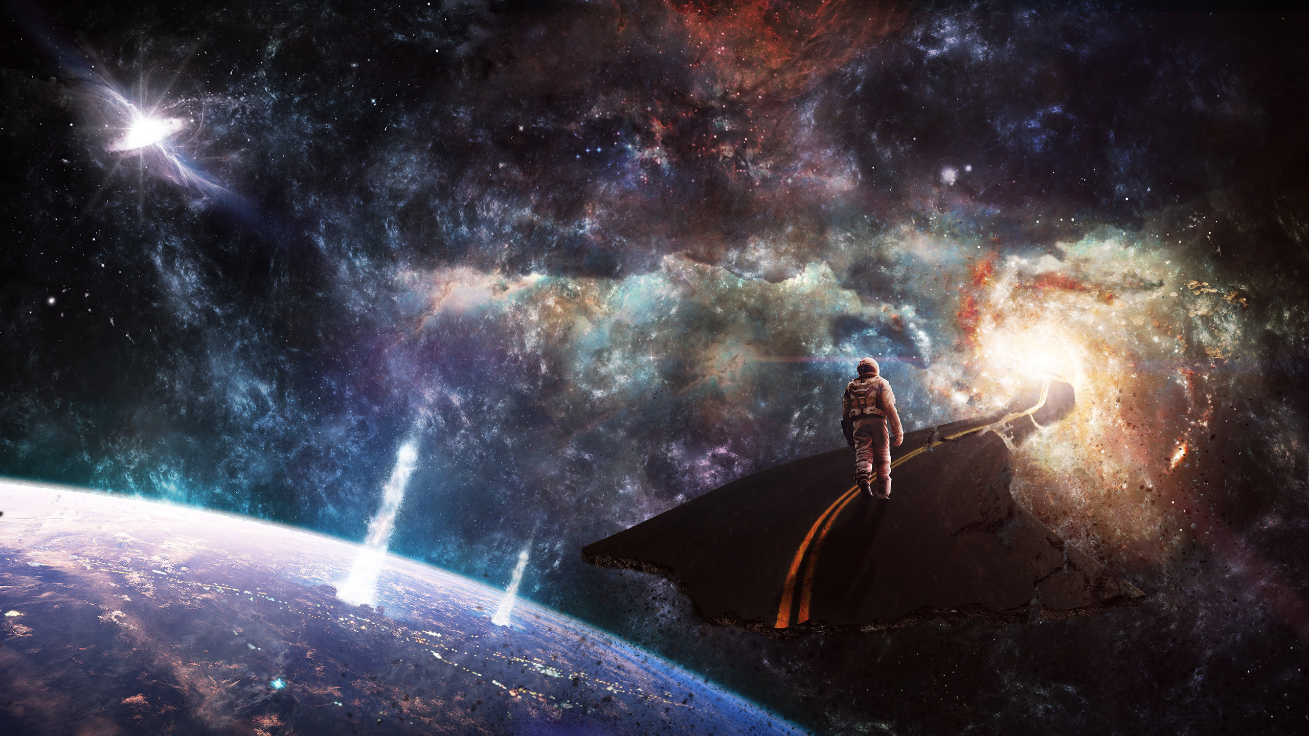 Best Astronaut Wallpaper Id Astronaut Galaxy 2560x1440 Wallpaper Teahub Io