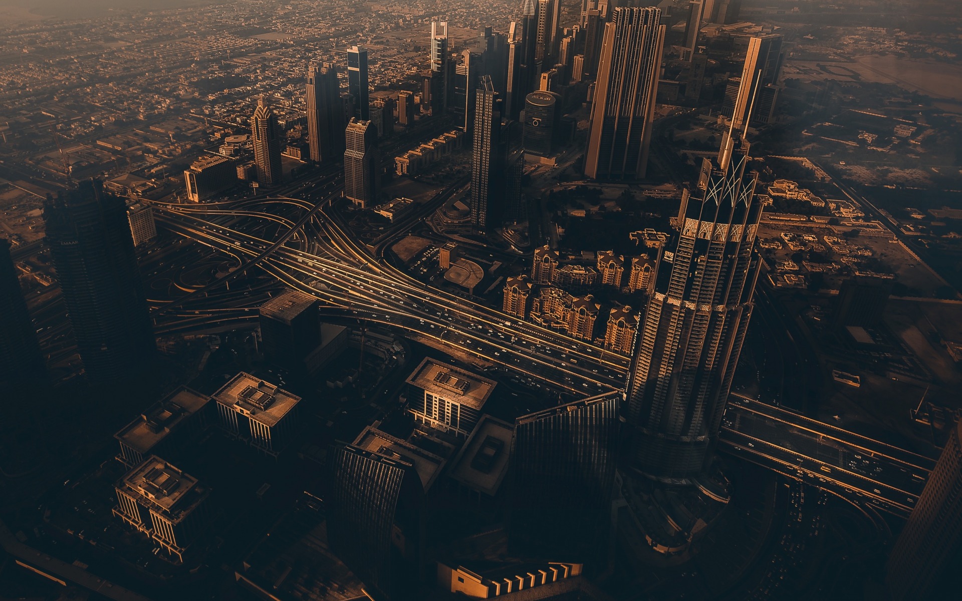Dubai, Skyscrapers, Modern Buildings, Sunset, Uae, - Aerial Photography - HD Wallpaper 